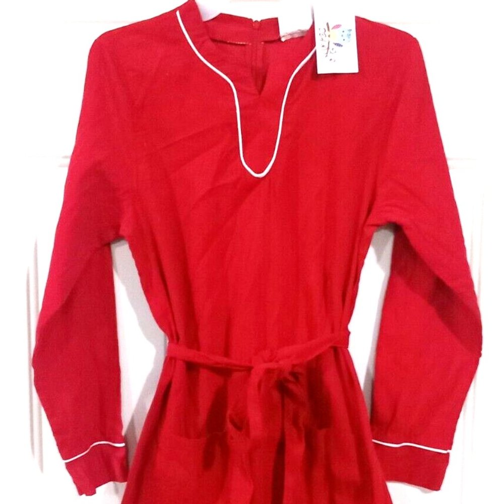 DBA Red/White Corduroy Belted Shift Dress